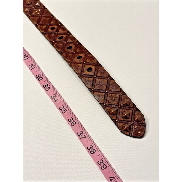 NWT $74 Justin Rough Diamond Studded Western Belt Brown Leather Women’s Size 30 - Picture 8 of 11
